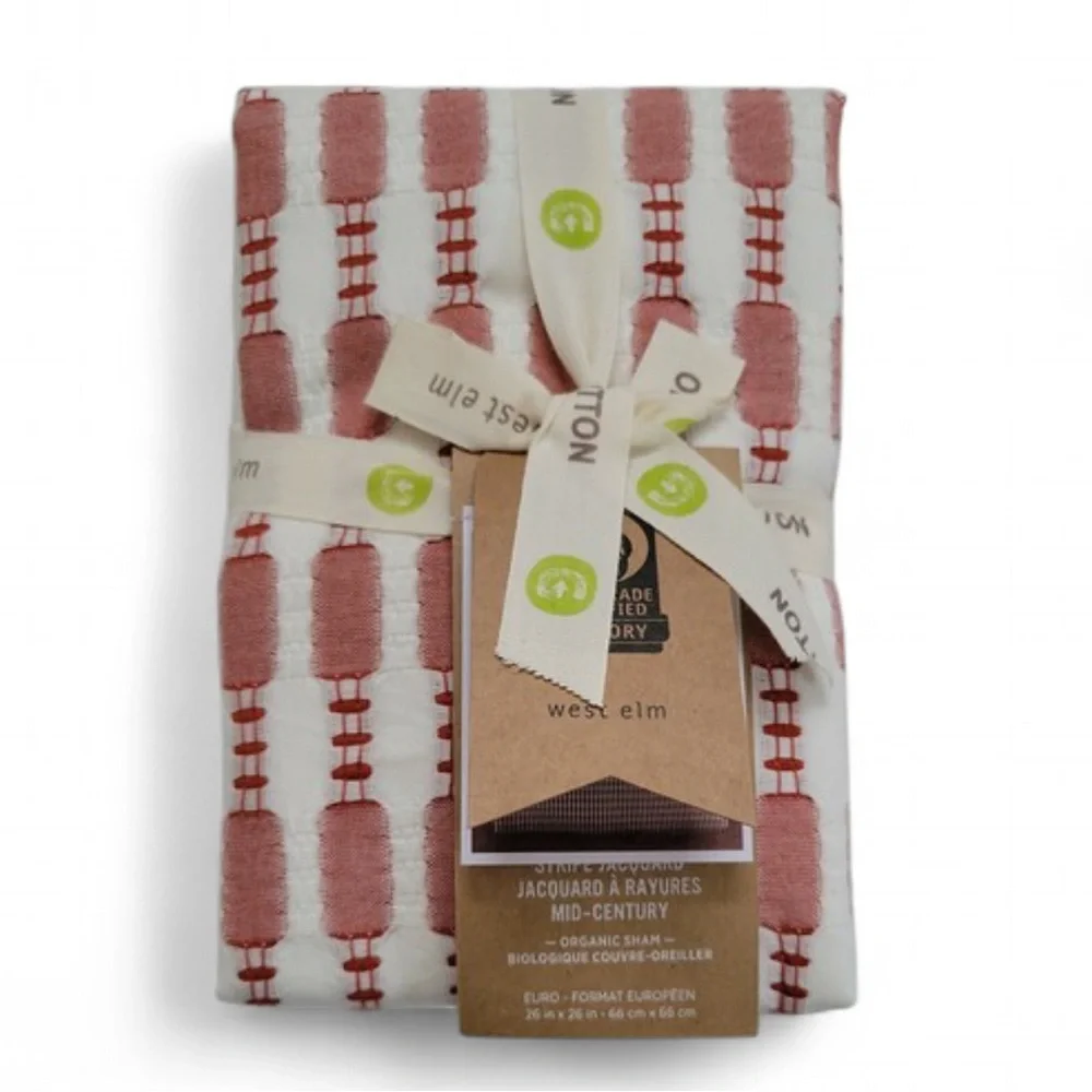 3pc West Elm Mid-Century Ladder Stripe Jacquard Organic Cotton EURO Sham